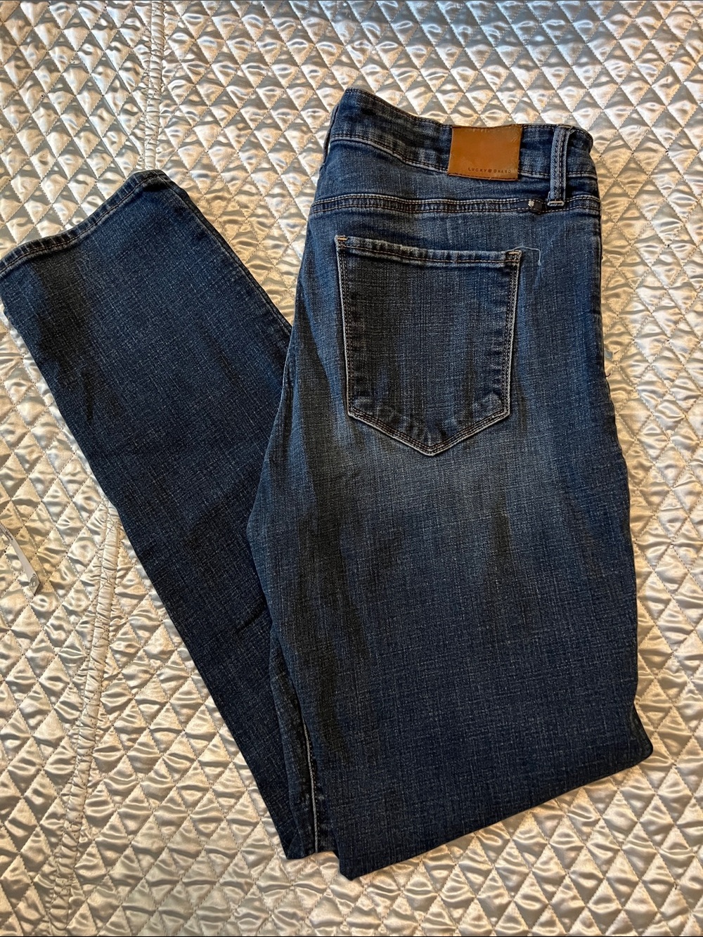 Lucky Brand Indigo Denim Jeans with Tan Leather Patch